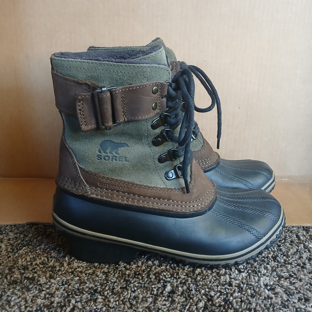 Sorel Fancy Lace Green Brown Suede boot Women 6.5